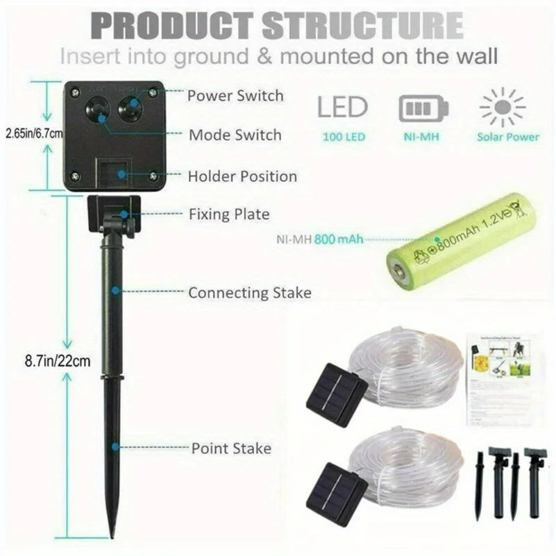 Solar Panel LED Rope Lights (Outdoor Waterproof)