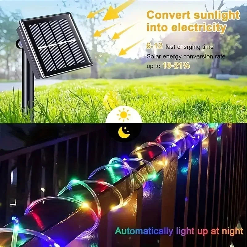 Solar Panel LED Rope Lights (Outdoor Waterproof)