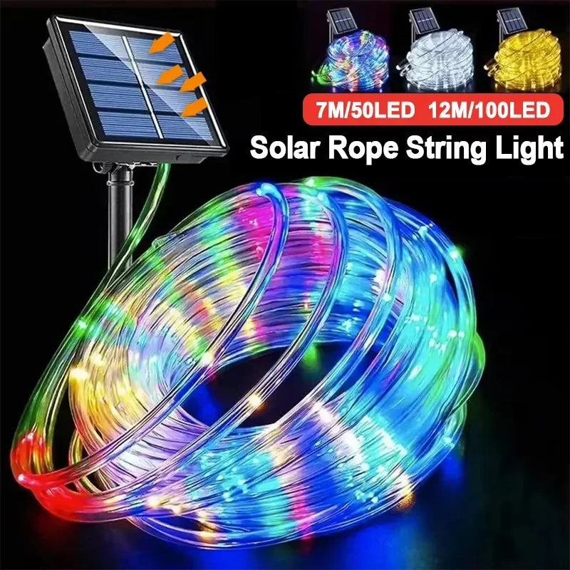Solar Panel LED Rope Lights (Outdoor Waterproof)