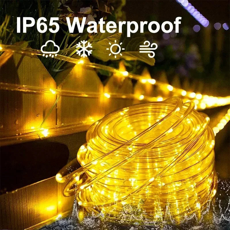 Solar Panel LED Rope Lights (Outdoor Waterproof)