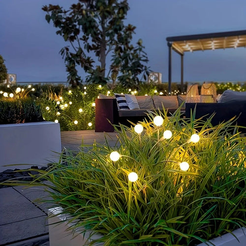 Solar Garden Lights 8LED Warm Light,Solar Powered Firefly Lights Outdoor, Waterproof Stake Lights for Pathway, Yard, Patio Decor