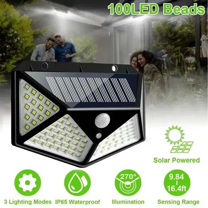 Shop the ESMARTER 100-LED Outdoor Solar Lamp. 270° wide-angle, dimmable, IP44 waterproof, and easy wireless setup. Save energy and secure your home now!